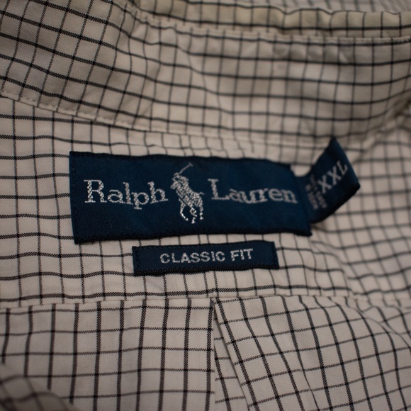 White grid-pattern XXL Ralph Lauren classic fit button-down - Picture 2 of 2